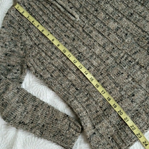 Liz Claiborne Ribbed Marbled Tan & Gray Knit 1/4 Zip Sweater, Size M - Picture 13 of 16